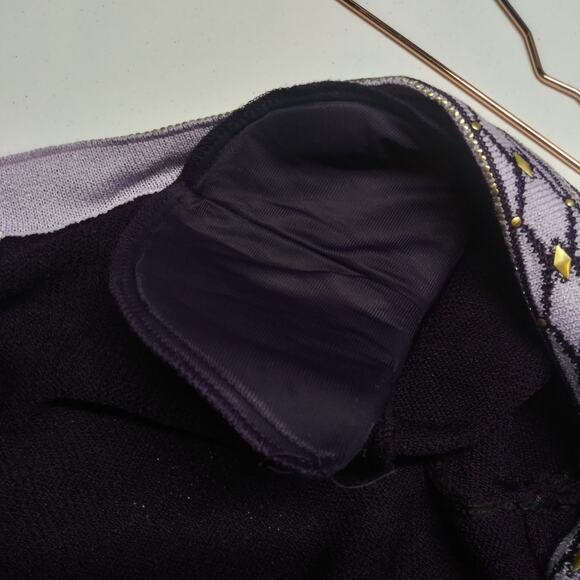 ST JOHN Eggplant Purple Santana Knit Sweater Cardigan Jacket Vintage Size Small - Picture 2 of 9